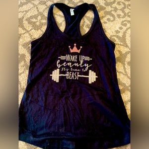Beauty and a Beast, Workout Tank, Glitter Logo, Size S
